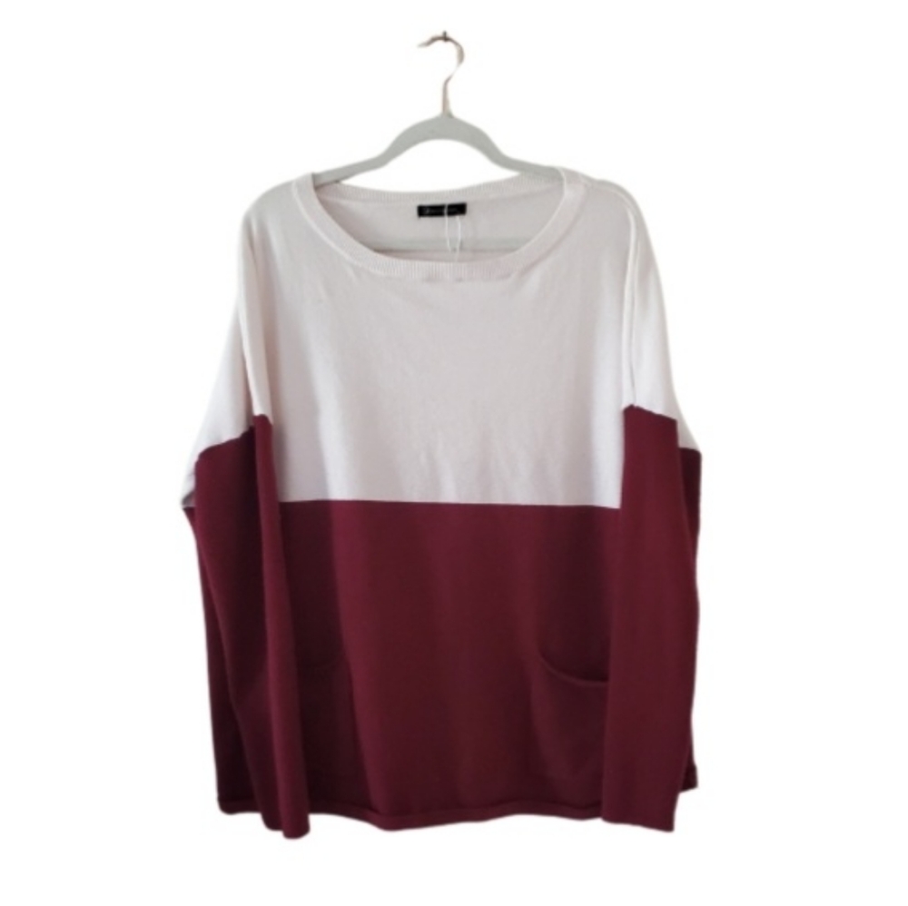 PRETTY GARDEN Sweater Women's XL Two Tone Drop Shoulder Fall Top